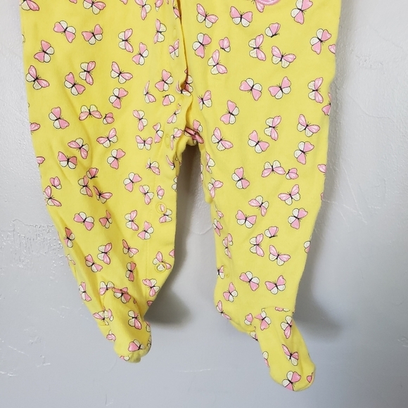 Just One You Carter's Baby Girl 6 Months One Piece Footie Yellow Pink Butterfly - Picture 4 of 7